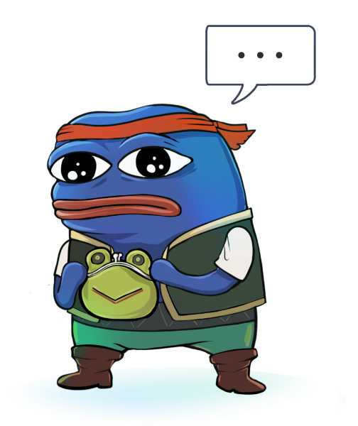 Image of Peepo holding a frog shaped wallet